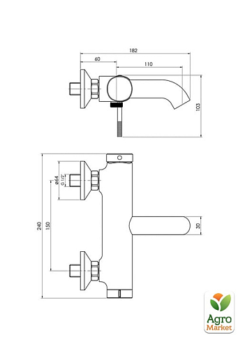 Imprese Brenta змішувач для ванни, граф.хром, 35 мм - фото 2