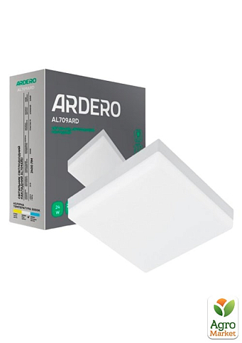 Накладний світлодіодний світильник Ardero AL709ARD 24W квадратний 2400Lm 5000K 170*170*40mm (80006)