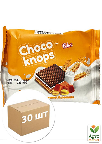 Вафли со вкусом карамели, арахиса и шоколада TM "Polus" 25 г упаковка 30 шт