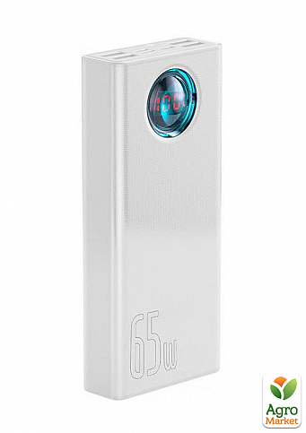 Дополнительный внешний аккумулятор повербанк Baseus Amblight Power Bank 30000 mAh 65W OE белый - фото 2