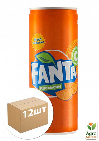 Газированный напиток (железная банка) ТМ "Fanta" 0,25л упаковка 12шт