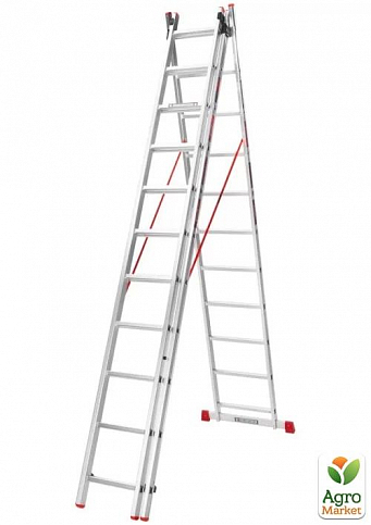 Лестница алюминиевая 3-х секционная Квитка PRO (3х11 ступеней) (110-9311)