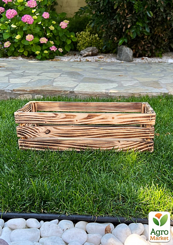 Ящик декоративный деревянный для хранения и цветов "Франческа" д. 44см, ш. 17см, в. 13см. (обожжённый) - фото 2