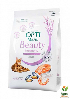 Сухий беззерновий повнораційний корм для дорослих кішок Optimeal Beauty Harmony на основі морепродуктів 4 кг (3673990)1
